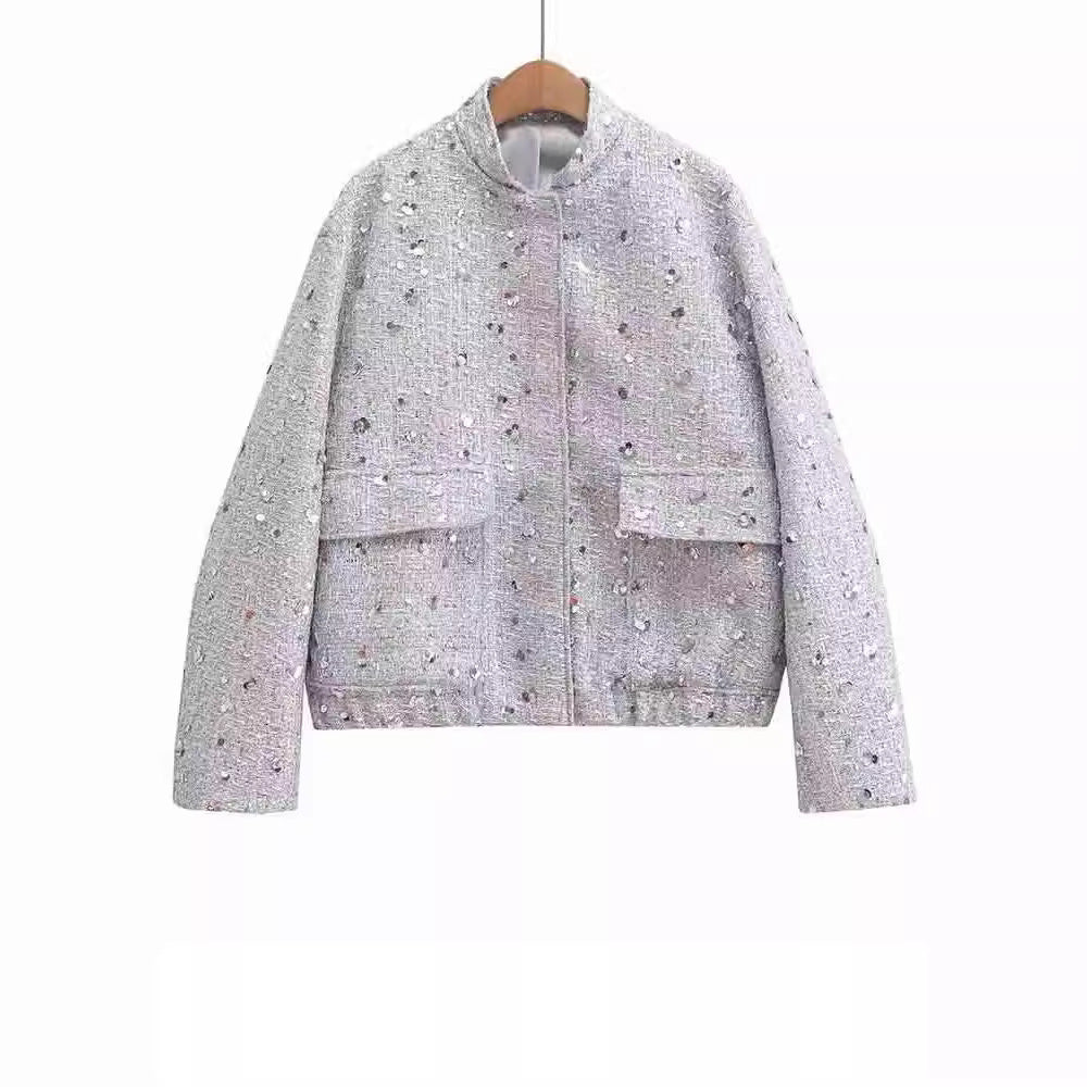 Women's Quality Autumn Fashion Beads Decoration Sequined Jackets
