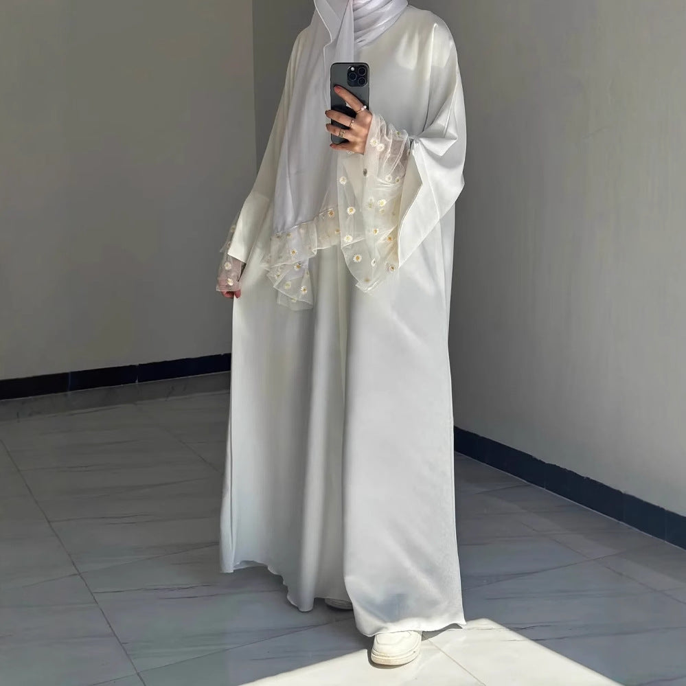 Graceful Turkish Stitching Lace Dress Robe Dresses