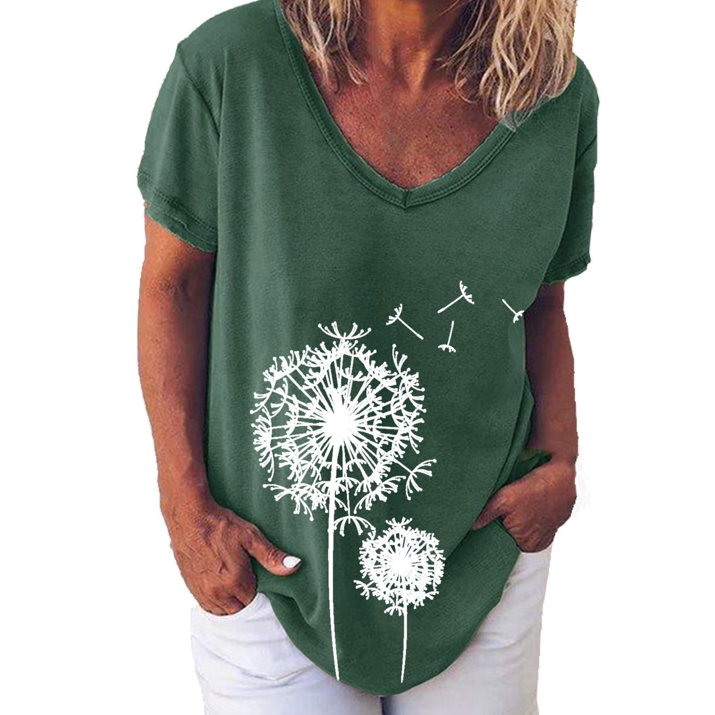 Women's Summer Creative Printing Collar Elegant Sleeve Women's T-shirt