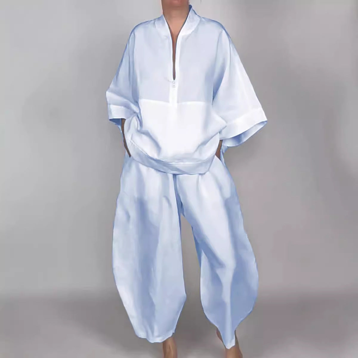 Loose Casual Solid Color Pocket Half Suits