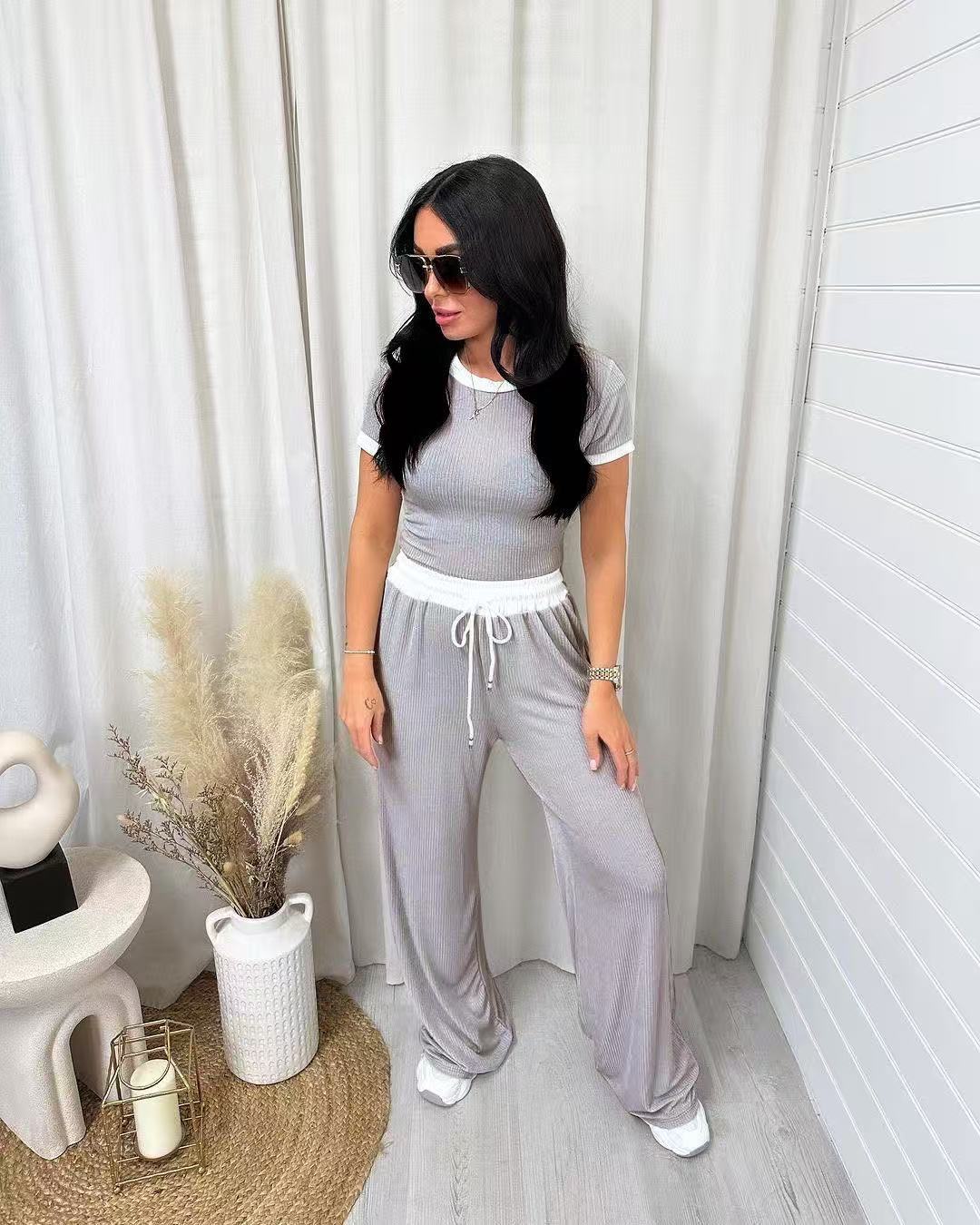 Women's Short-sleeved Commuter Sportswear Two-piece Home Wear Pants