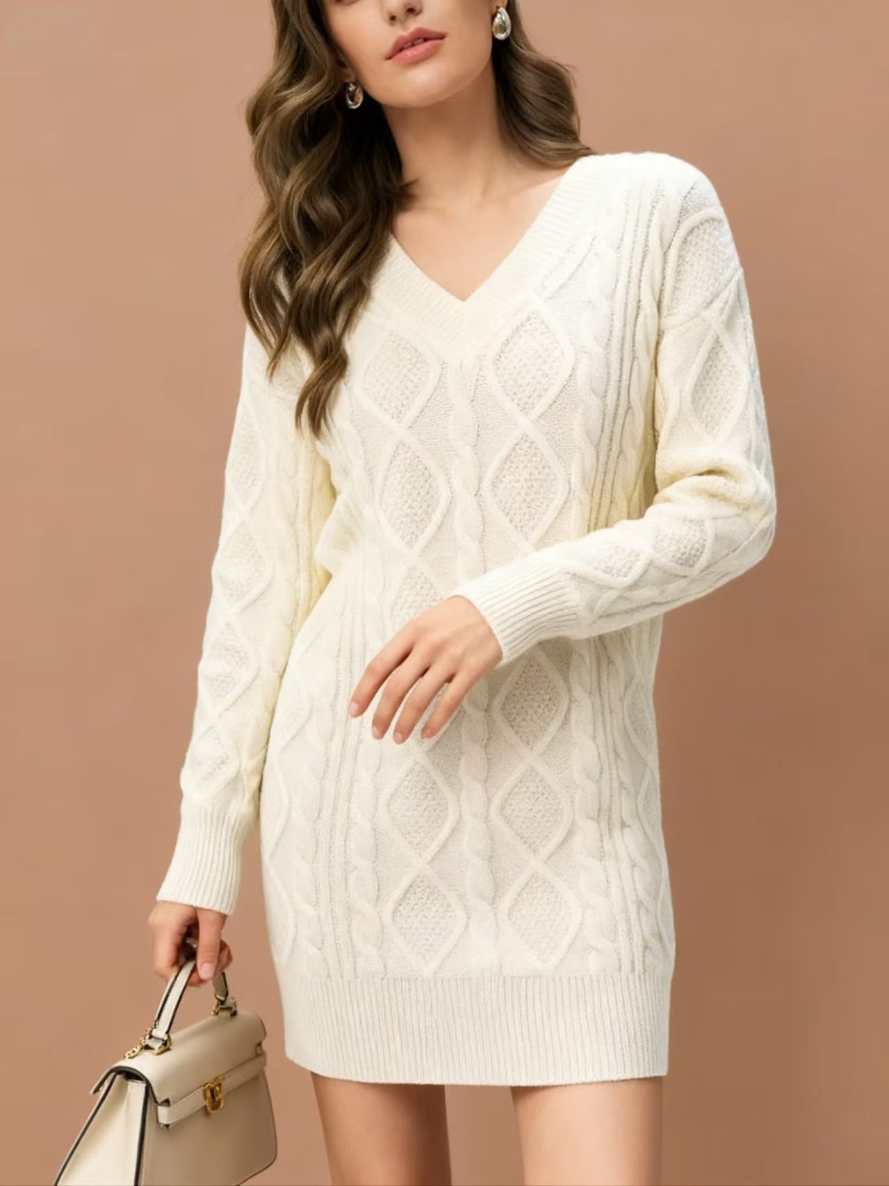 Women's Mid-length Solid Color Knitted Fashion Casual Sweaters