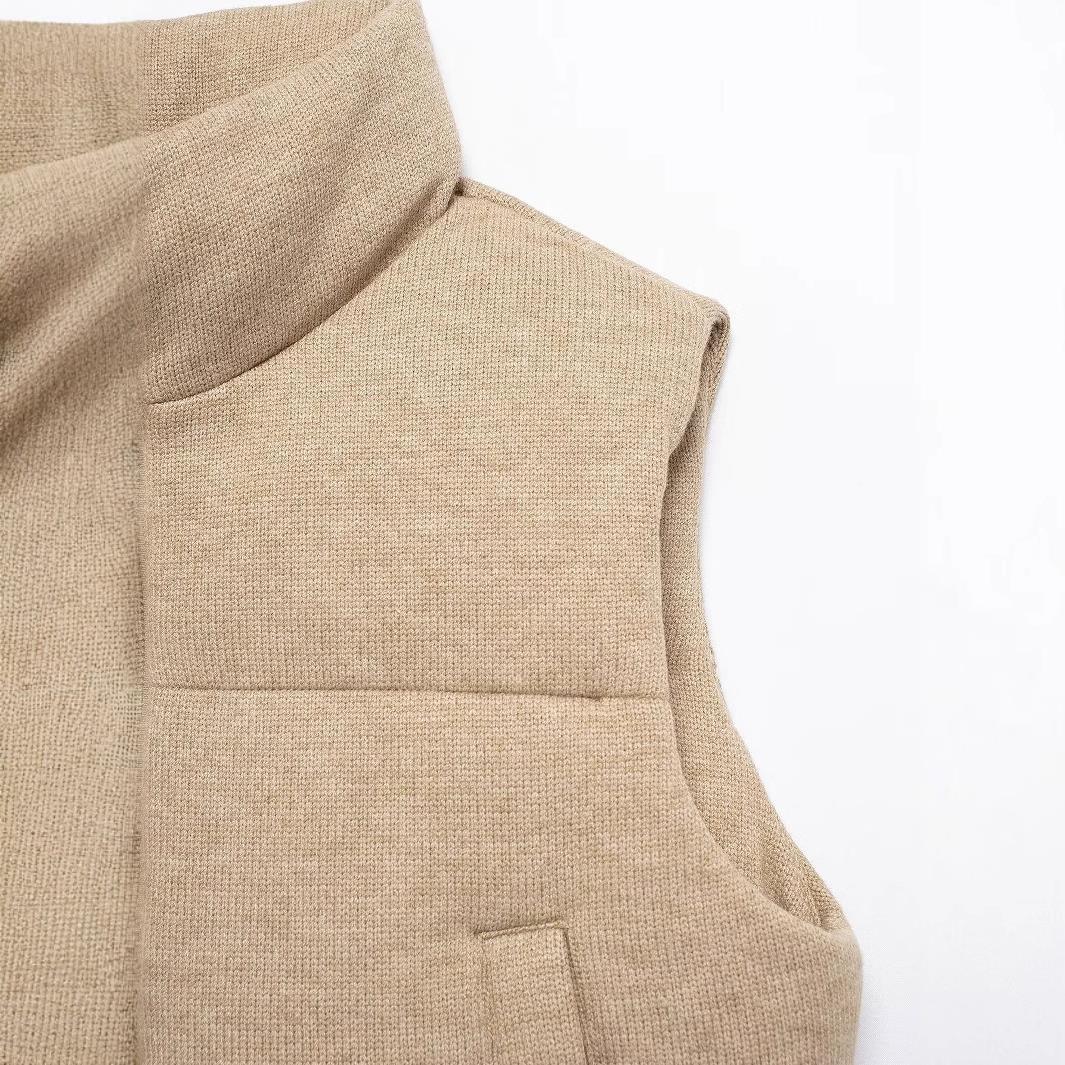 Women's Casual Stand Collar Sleeveless Zipper Warm Vests