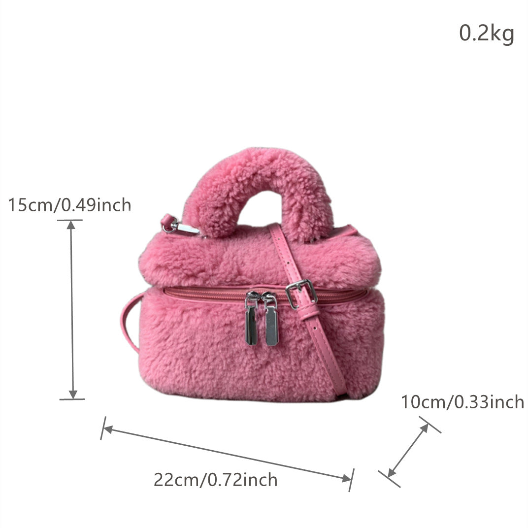 Women's Grain Wool Retro Portable Box Design Handbags