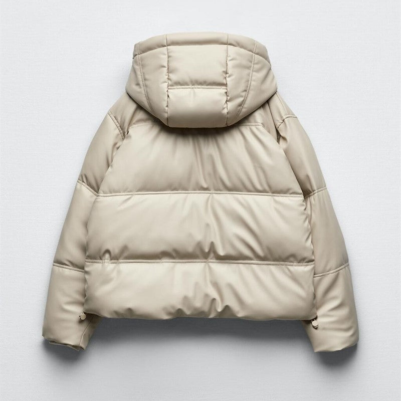 Women's Autumn Pure Color Warm Faux Leather Coats