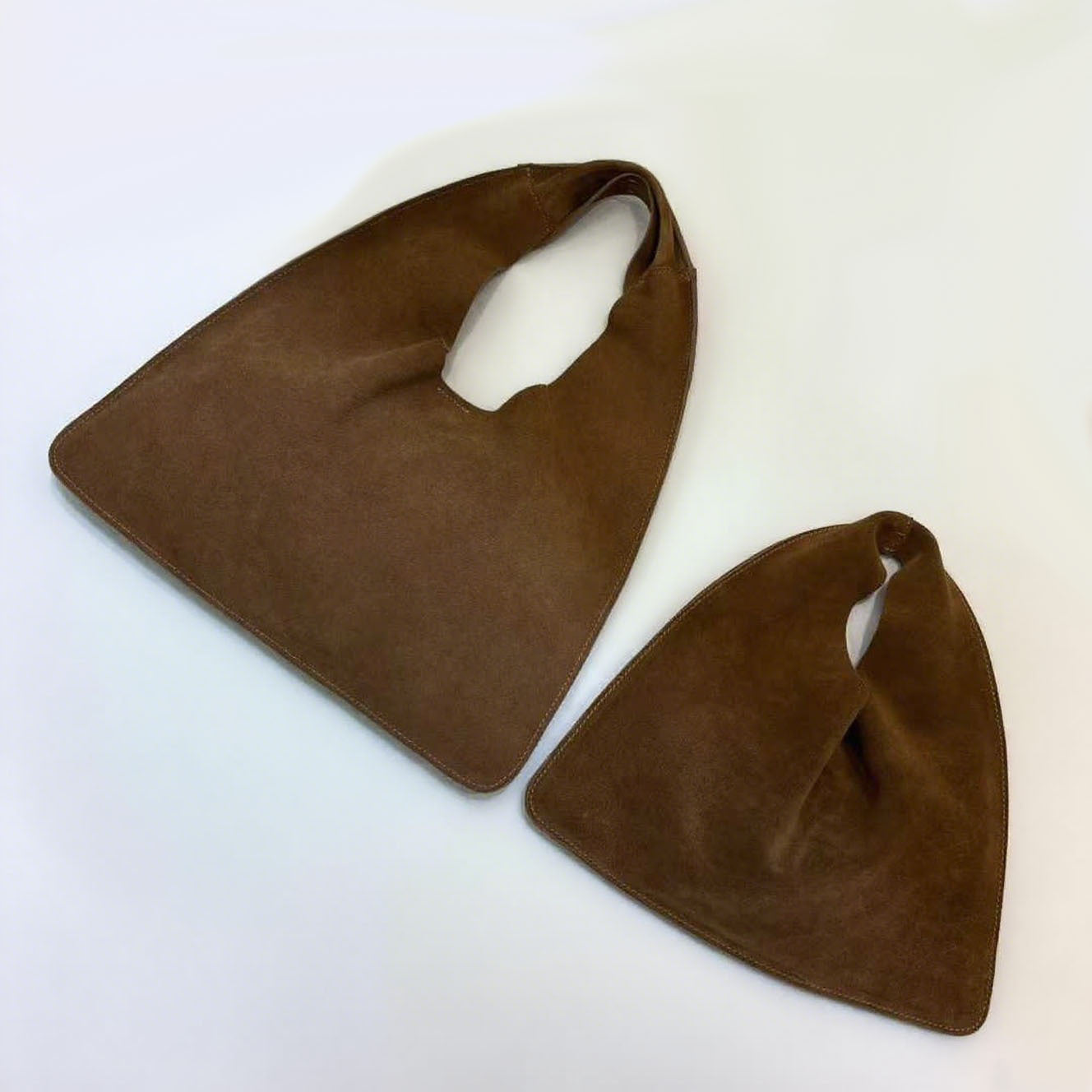 Women's Cowhide Triangle Suede Leather Cloud Underarm Handbags