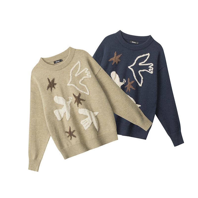 Women's American Style Loose Lazy Crew Neck Pullover Sweaters