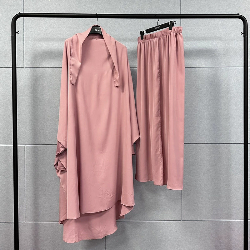 Women's Turkish Two-piece Veil Robe Solid Color Dresses