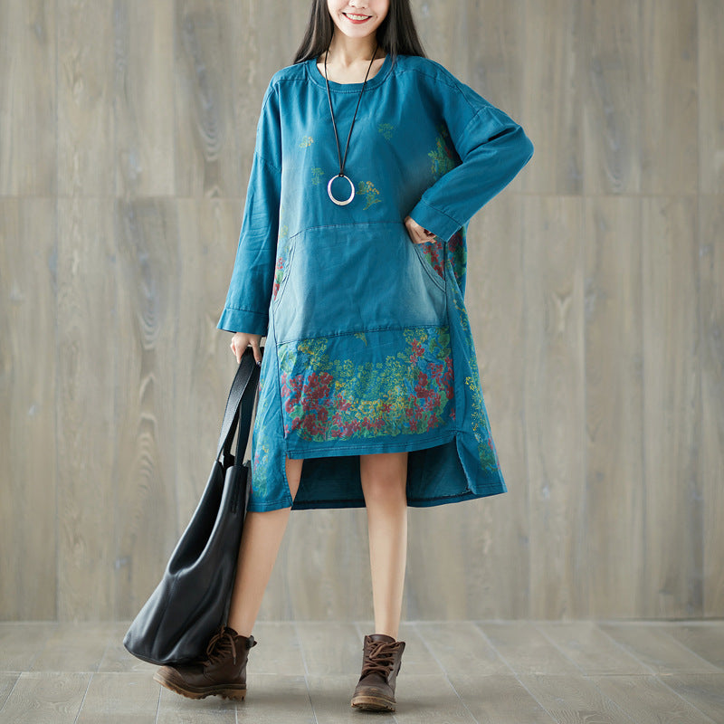 Women's Distressed Mid-length Large Pastoral Style Stitching Sweaters