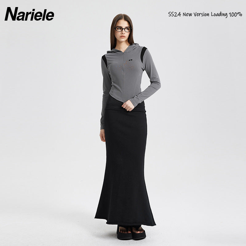 Women's Spring Hooded Color Matching Design Casual Blouses