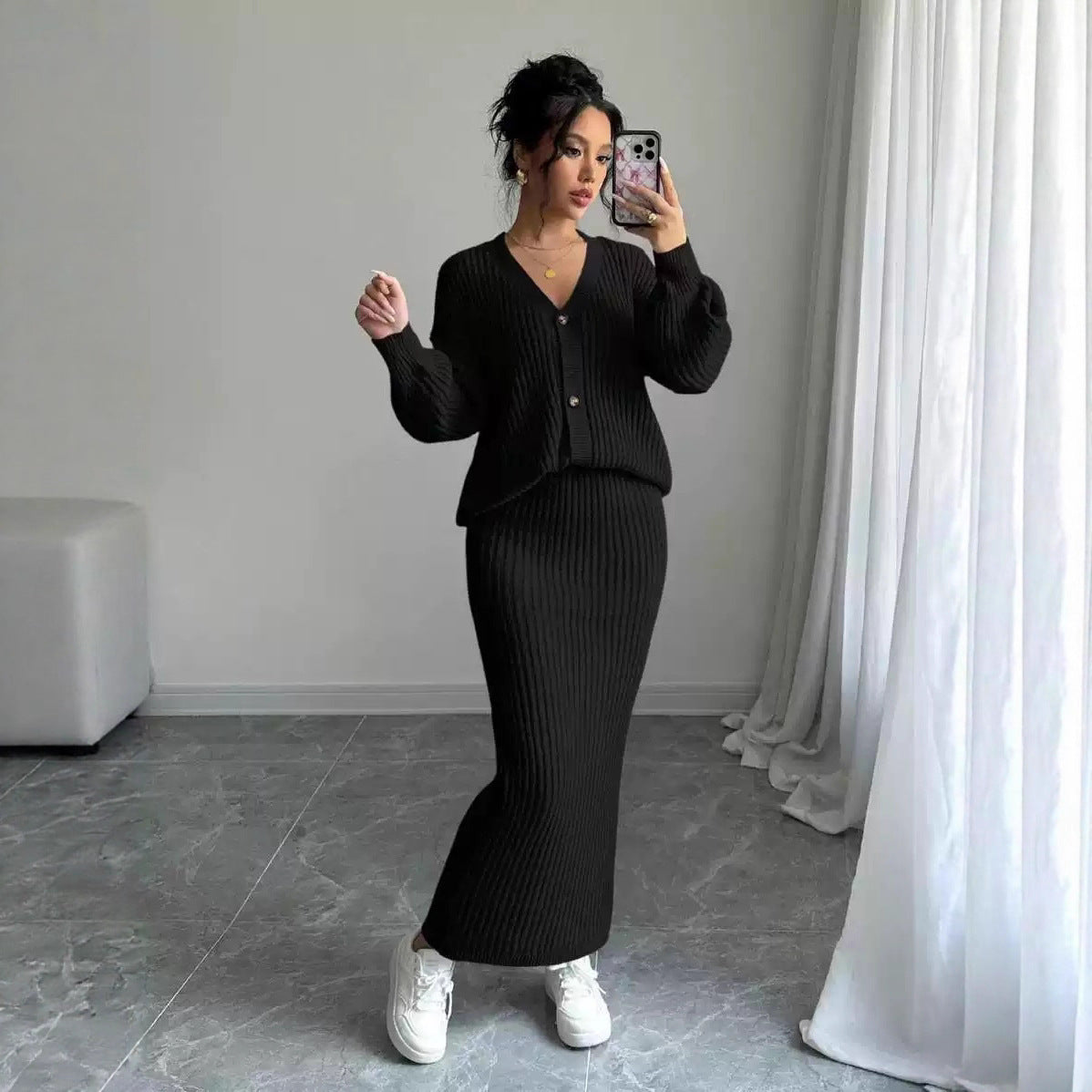 Women's Winter Casual Knitted Long Dress Idle Sweaters