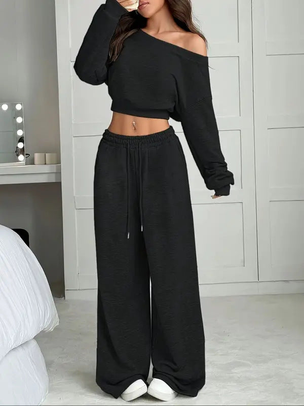 Women's Fashion Shoulder Casual Navel Solid Color Suits