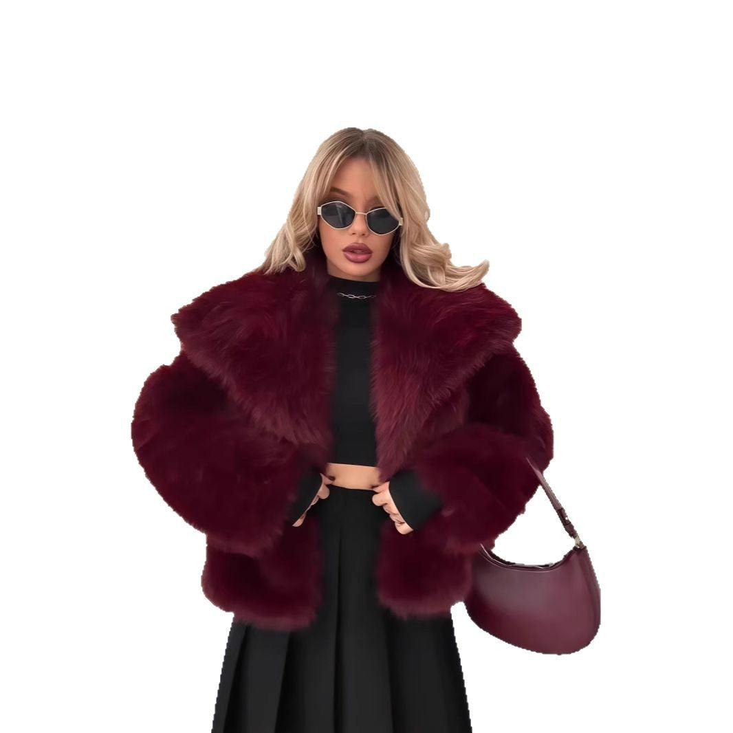 Women's Lapel Long Sleeve Furry Spring Pure Coats