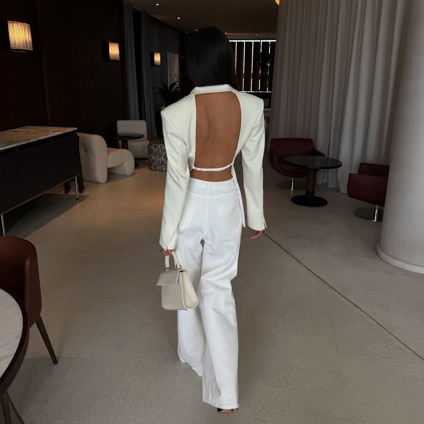 Women's Sexy Solid Color Back High-grade Design Blazers
