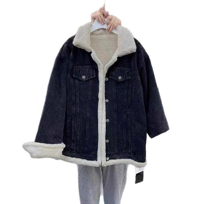 Women's Blue Denim Winter Fashionable Cotton Design Jackets