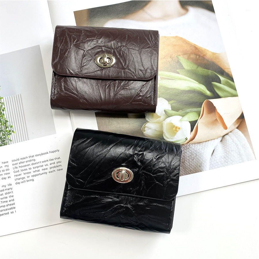 Women's Crack Flip High Sense Storage Simple Ladies Wallets