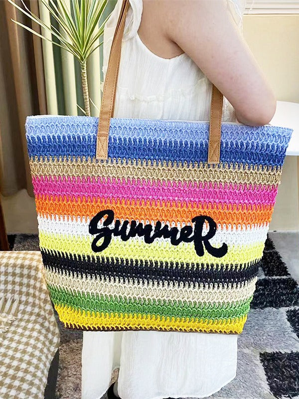 Summer Handmade Embroidery Three-dimensional Flower Letter Tote Bags