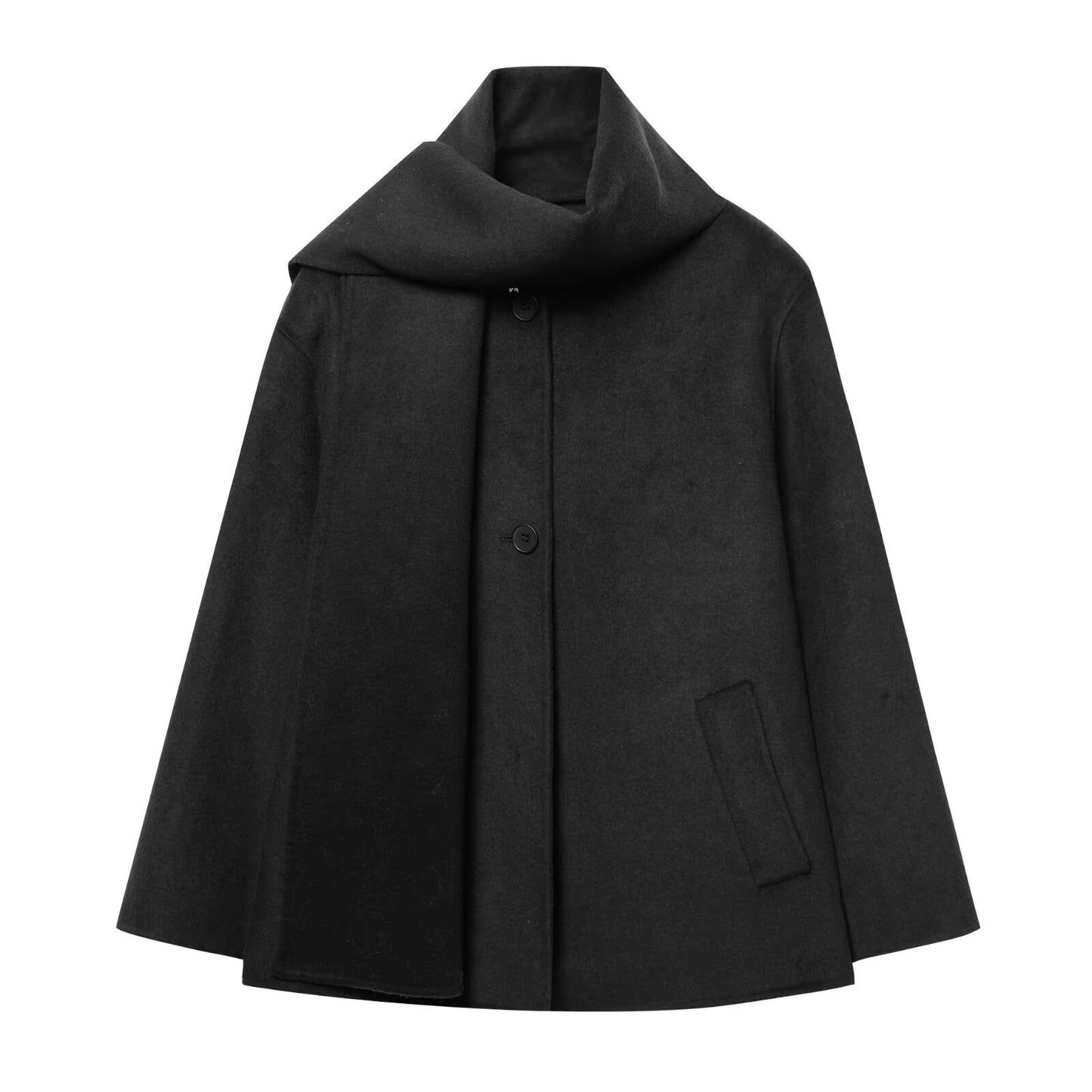 Women's Fashion Casual Wool Blended Textile Scarf Coats