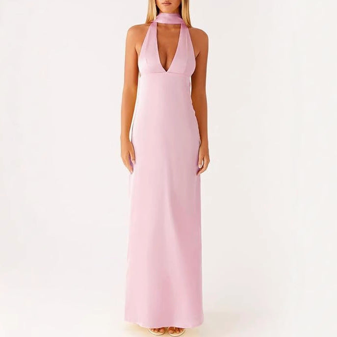 Women's Dress Deep Collar Backless Tight Formal Dresses