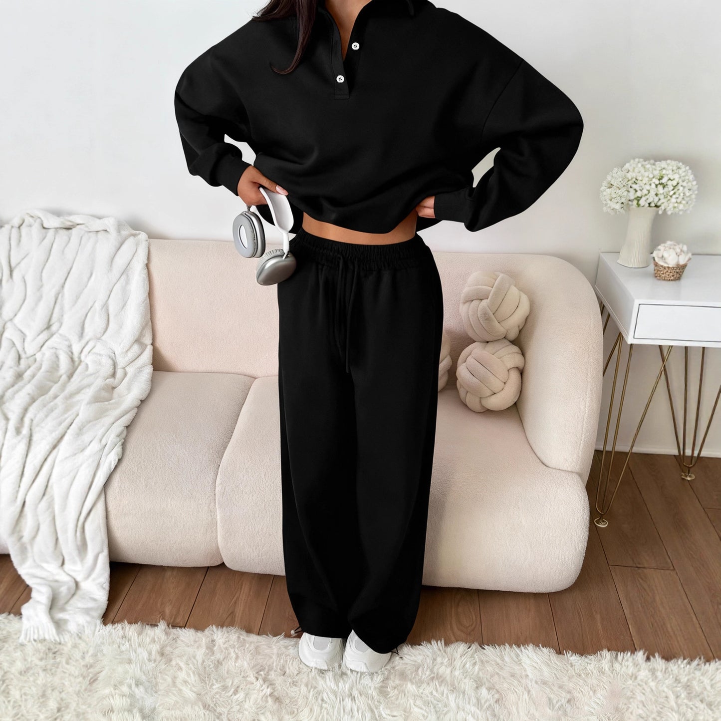 Women's Sports Leisure Street Pink Shirt Straight Fashion Casual Suit
