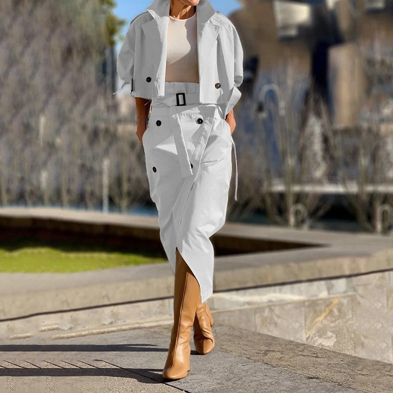 Casual Leisure Cargo Elegant Button Belt Suits