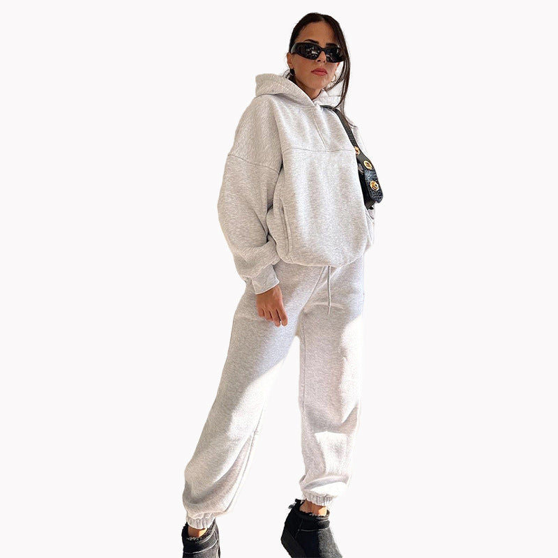 Women's Solid Color Hooded Two-piece Set Fashion Suits