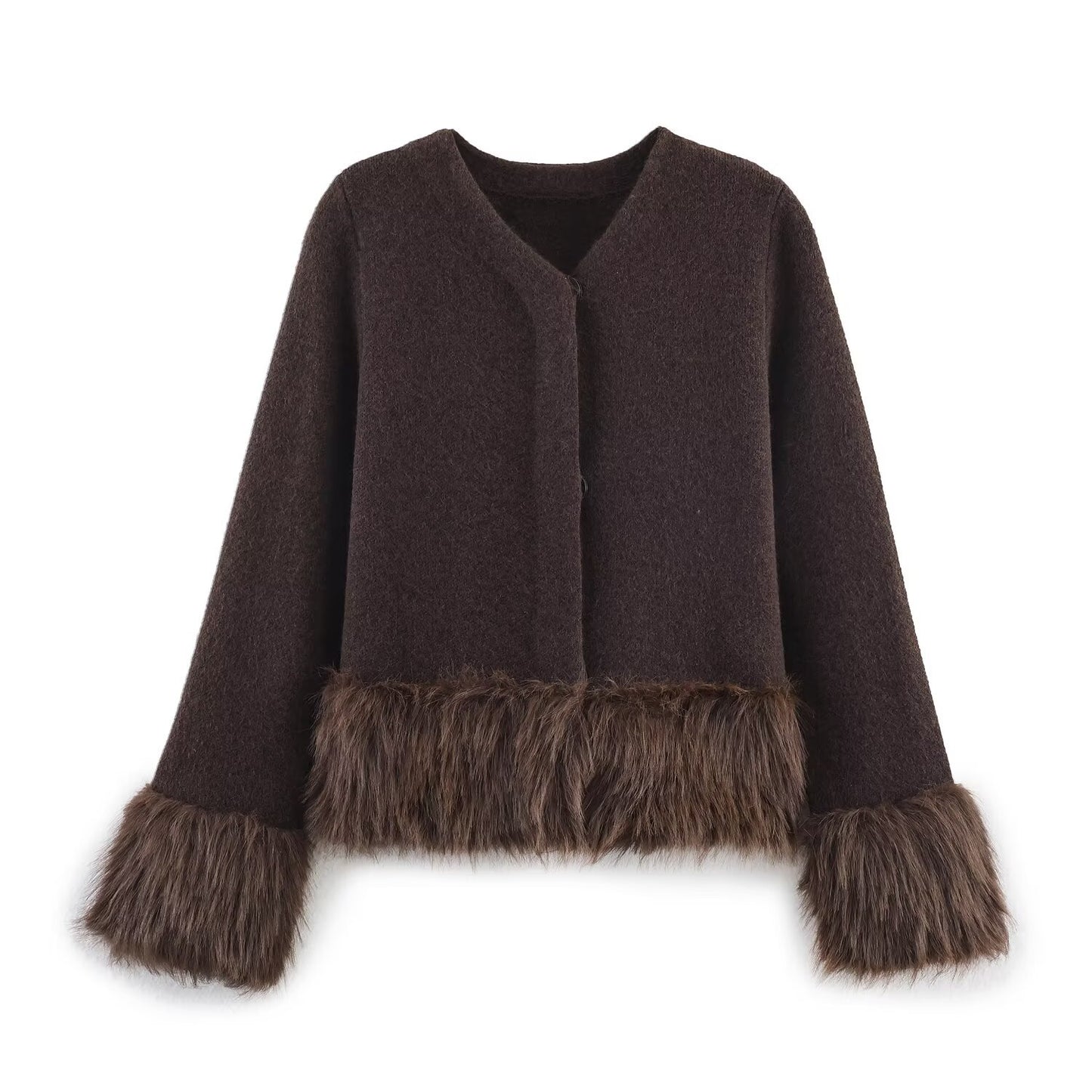 Women's Cool Artificial Fur Knitted Dress Suits