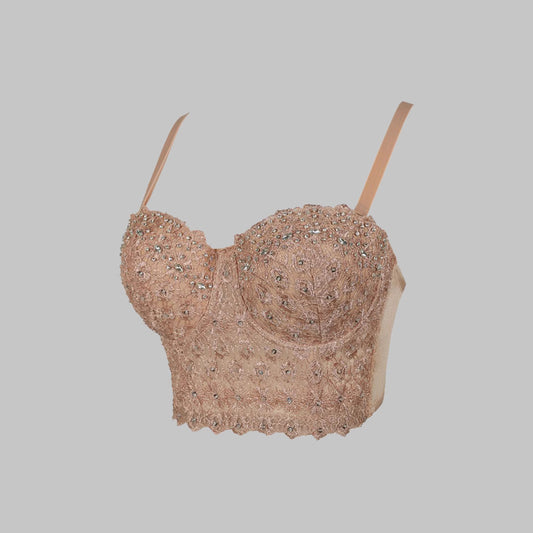 Strap Bra One-piece Embroidery Light Diamond Tops