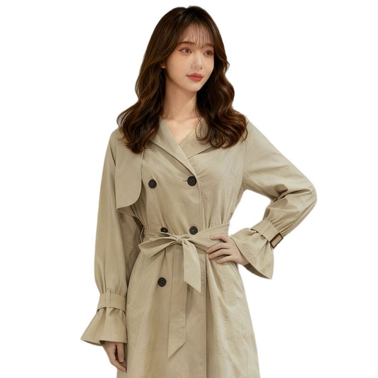 Women's Classic Mid-length Khaki Trench Korean High Sense Coats
