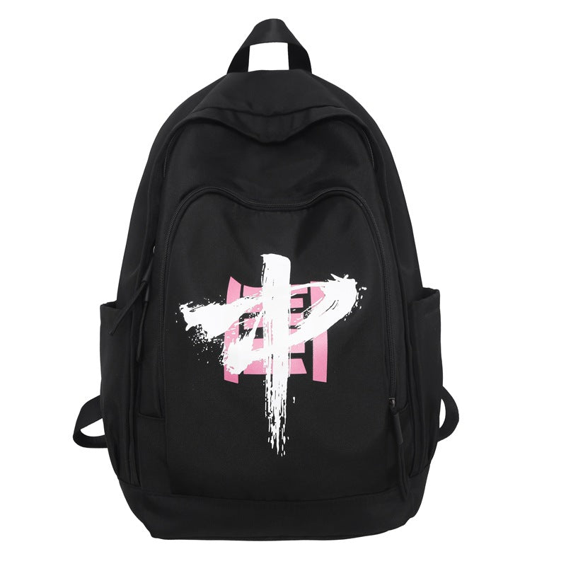 High Korean Style Cool Trendy Letters Middle School Students' Schoolbags