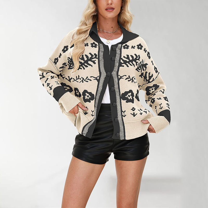 Women's Square Collar Button Knitted Fashion Loose Sweaters