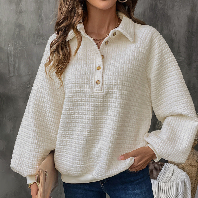 Women's Loose Solid Color Texture Casual Pullover Sweaters