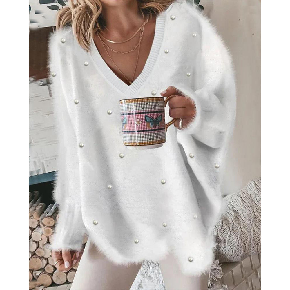 Women's Classic Bead Solid Color Pullover Sweaters