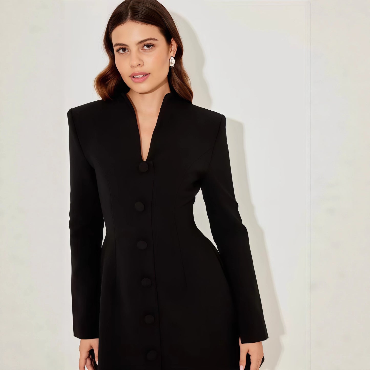 Breasted Long Sleeve Dress Slim Fit A- Line Dresses