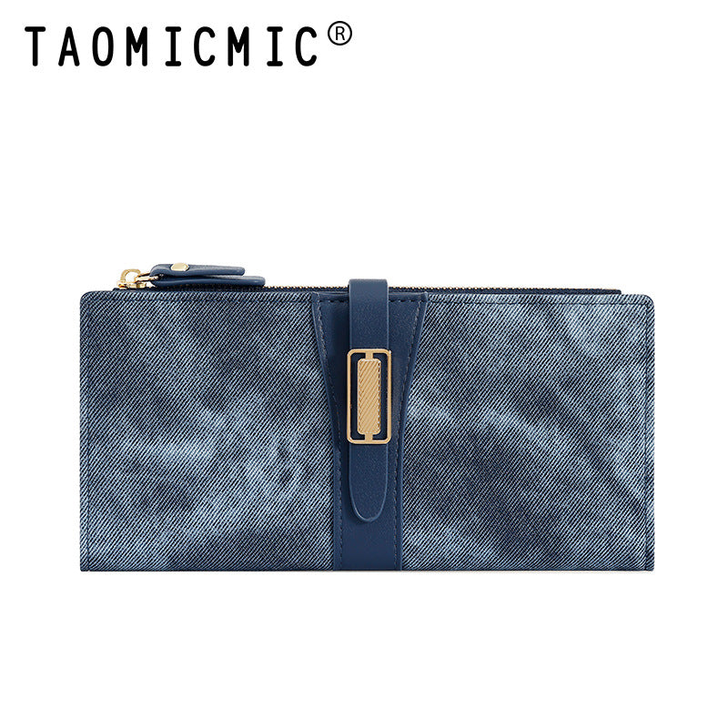 Long Two-fold Zipper Leather Change Design Ladies Wallets