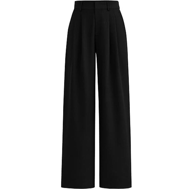 Women's High Waist Straight Business Trousers Casual Pants