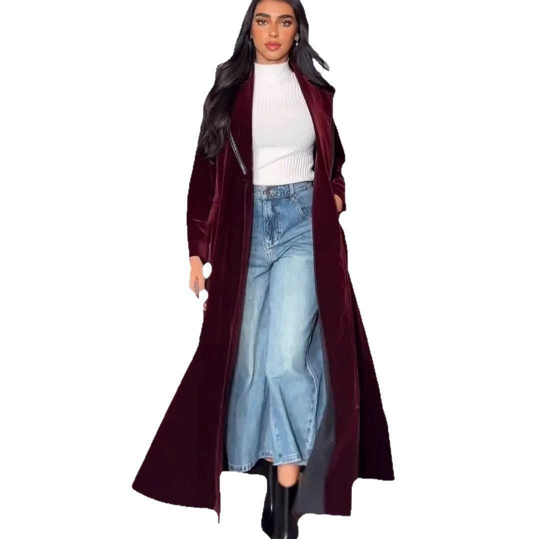 Women's Slouchy Popular Temperament Veet Trench Coats