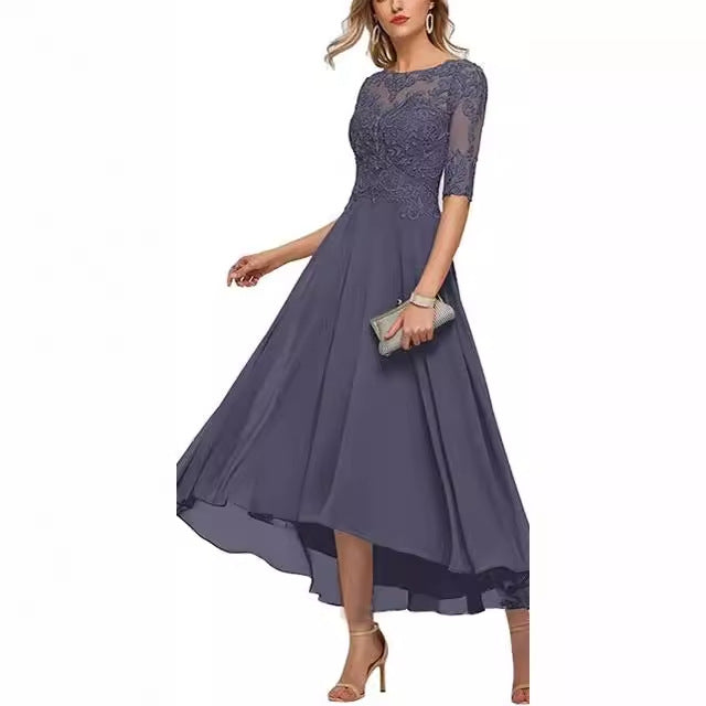 Elegant Graceful Lace Applique Half Sleeve Formal Wedding Dresses