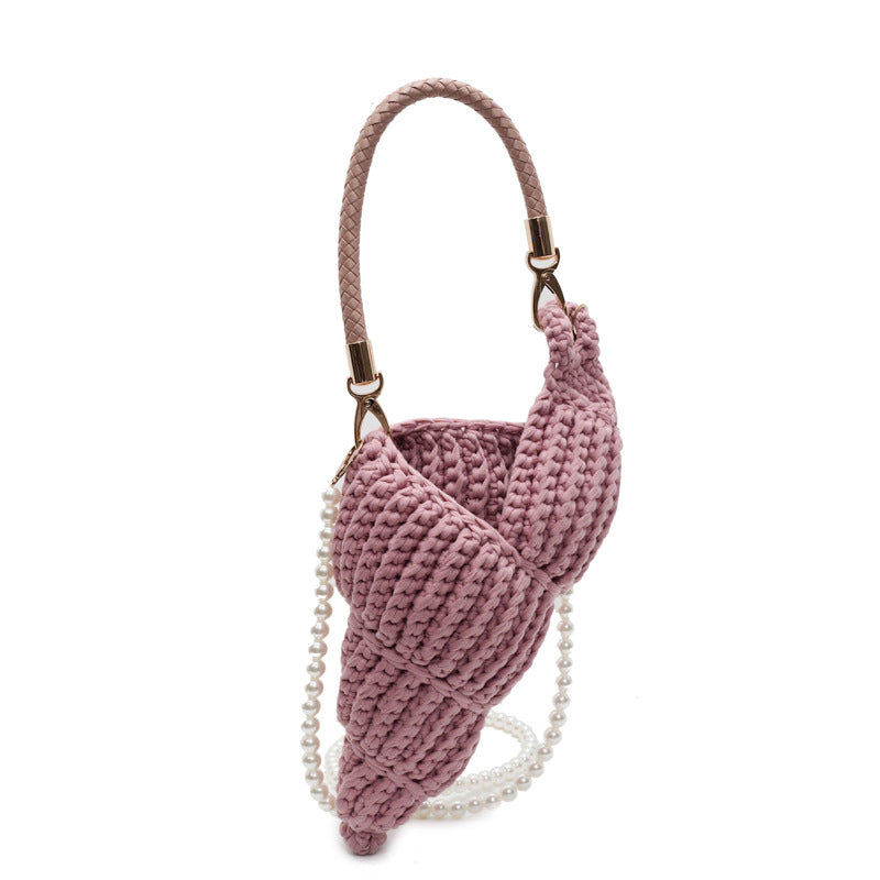 Women's Woven Seaside Conch Shell Strap Handbags