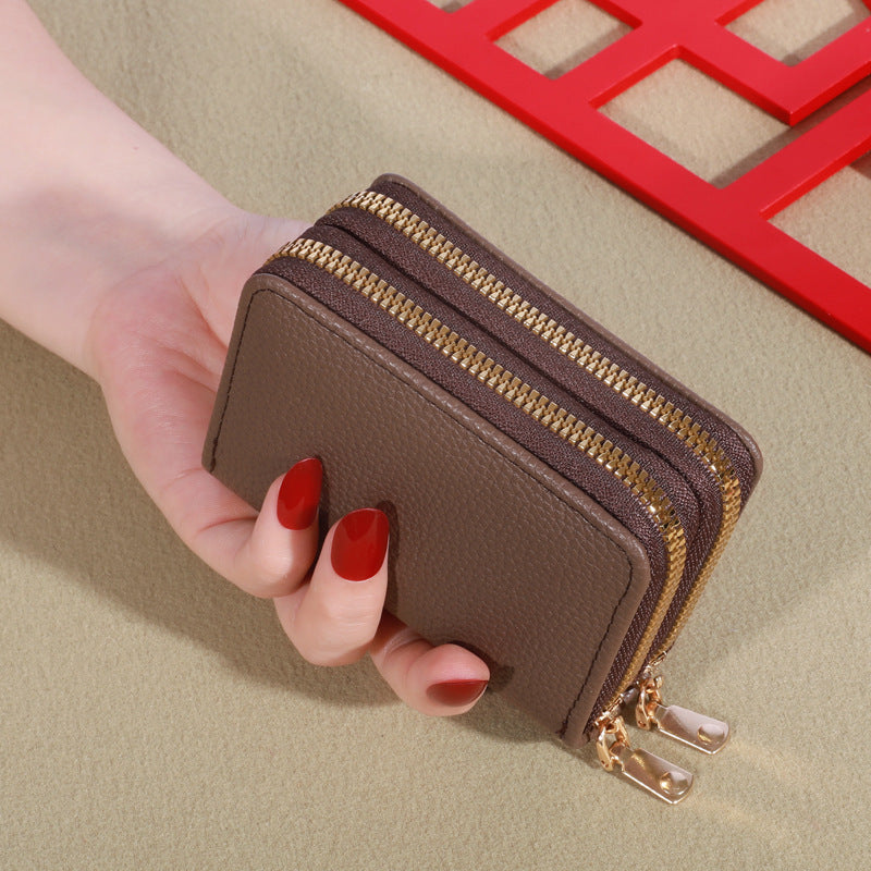 Women's Short Korean Lychee Pattern Clutch Ladies Wallets