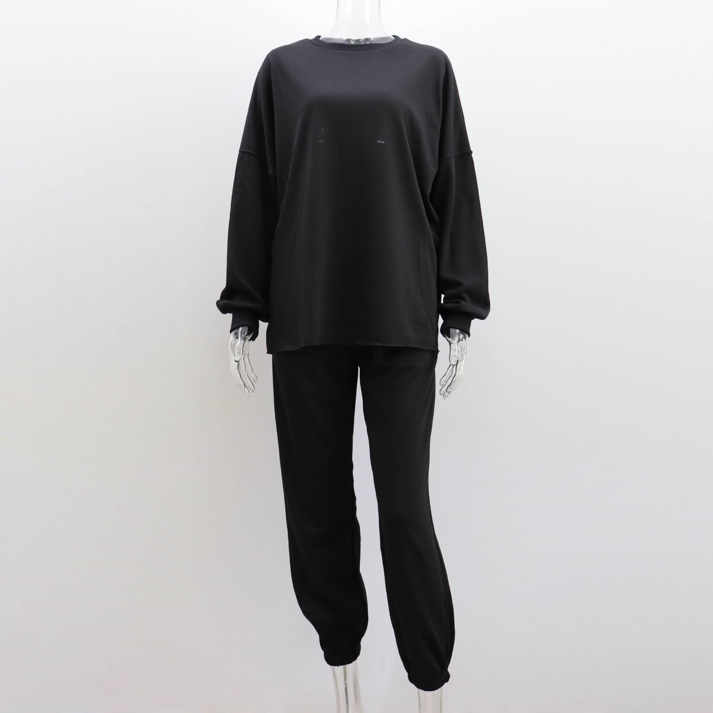 Women's Long-sleeved Crew Neck Pullover Sweatshirt Two-piece Suits