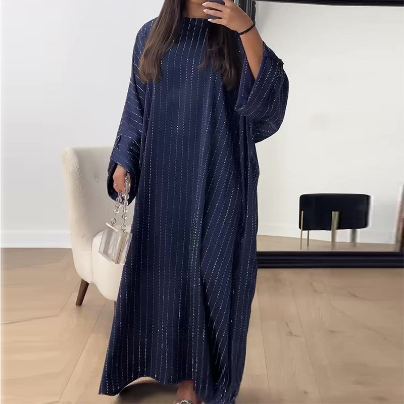 Women's Autumn Round Neck Solid Color Loose Casual Dresses