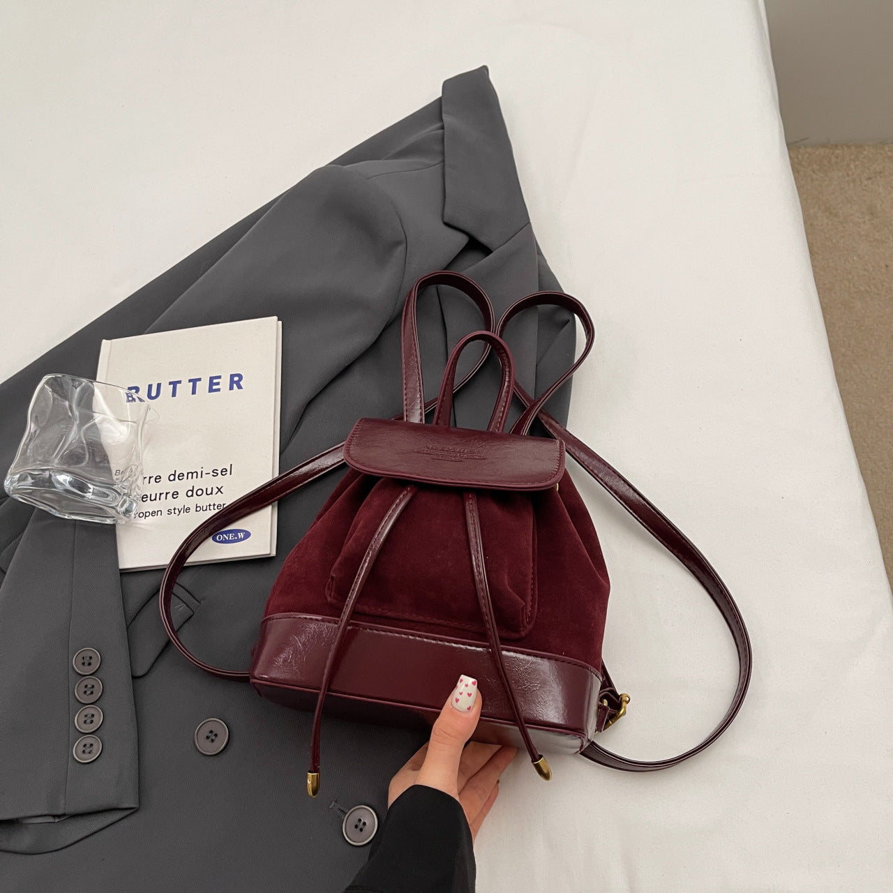 Women's Fashion Retro Suede Versatile Exquisite Backpacks