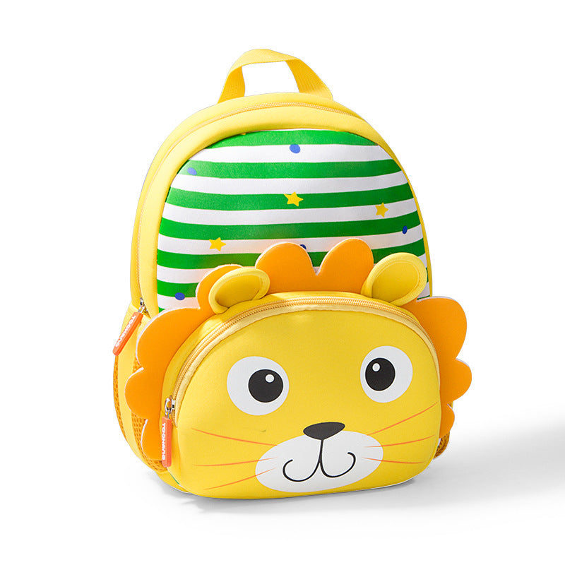 Children's Cartoon Animal Neoprene Striped Water-repellent Lion Kindergarten School Bags