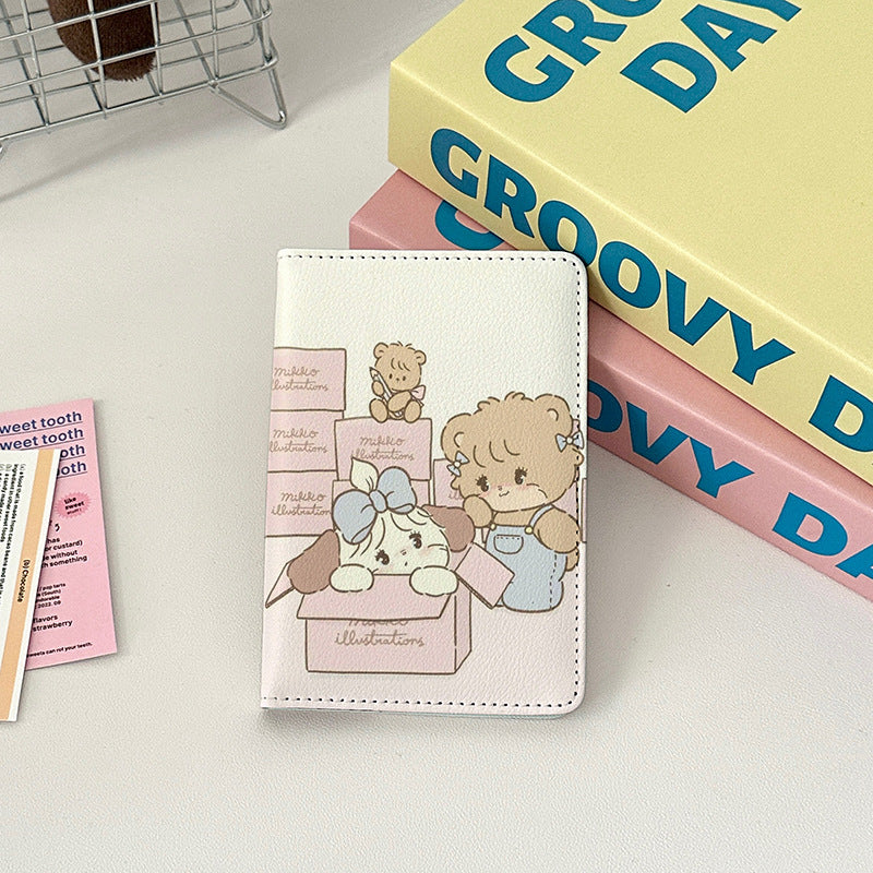 Cute Leather Overseas Passport Cover Storage Card Holder