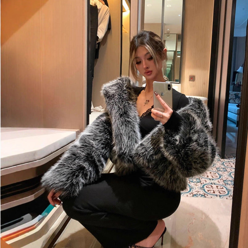 Women's Fox Color Fur Lapel Street Shooting Coats