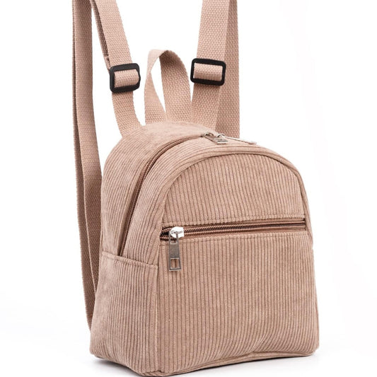 Women's & Men's & Mini Solid Color Fashion Corduroy Backpacks