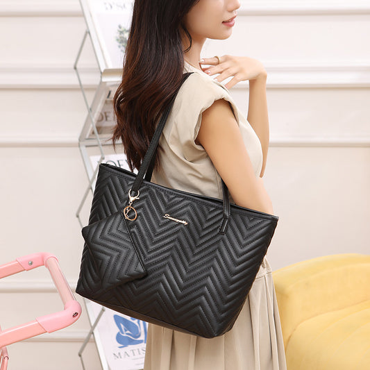Women's Water Ripple Embroidered Trendy Fashion Simple Tote Bags