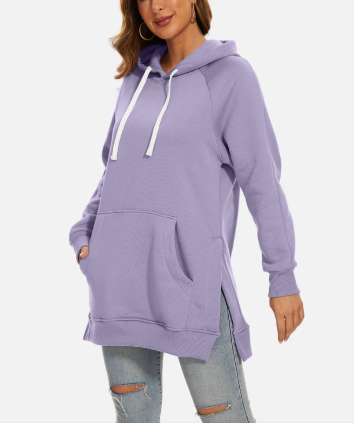 Women's Solid Color Hooded Split Shoulder Sleeve Sweaters