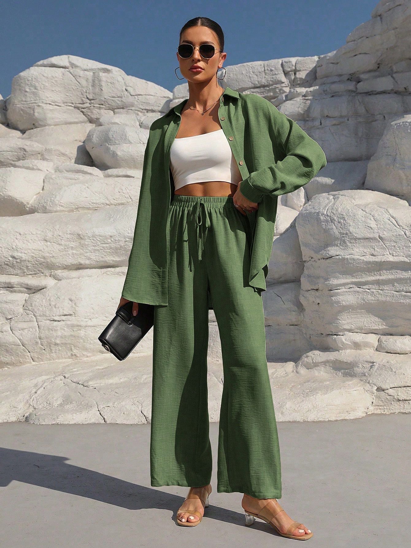 Women's Autumn Graceful Long Sleeve Two-piece Set Solid Fashion Casual Suit